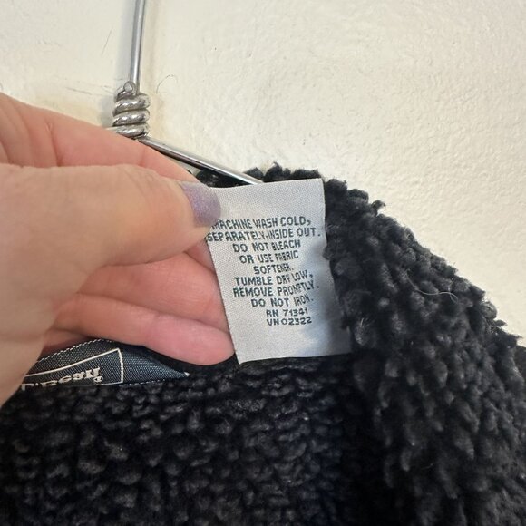 L.L. Bean Vtg Womens Black Lined Coat Jacket Faux Suede Large Petite Button Up - Picture 10 of 10